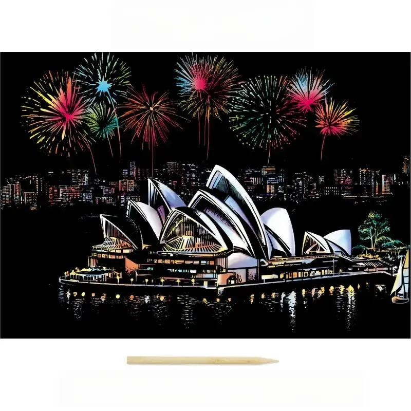 Colorful City Night Scene Scratch Painting Scratch Handmade Scratch Painting DIY Creative Handmade Painting