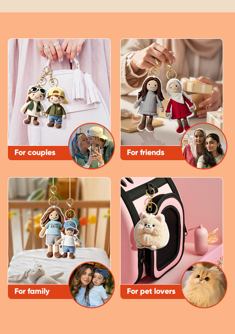 Personalized Photo Plush Doll Keychain Mini Me Plush Keychain Gift for Dad detail image 5