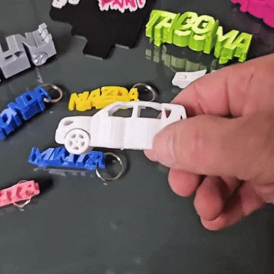 Customizable 3D Vision Keychain with Car and Name | 3D Printed Double-Sided Model