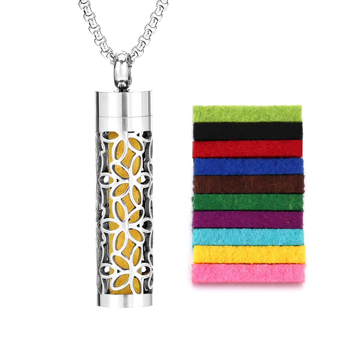 Perfume Diffuser Necklace Essential Oil Aromatherapy Stainless Steel Necklace Vertical Fragrance Pendant Necklace