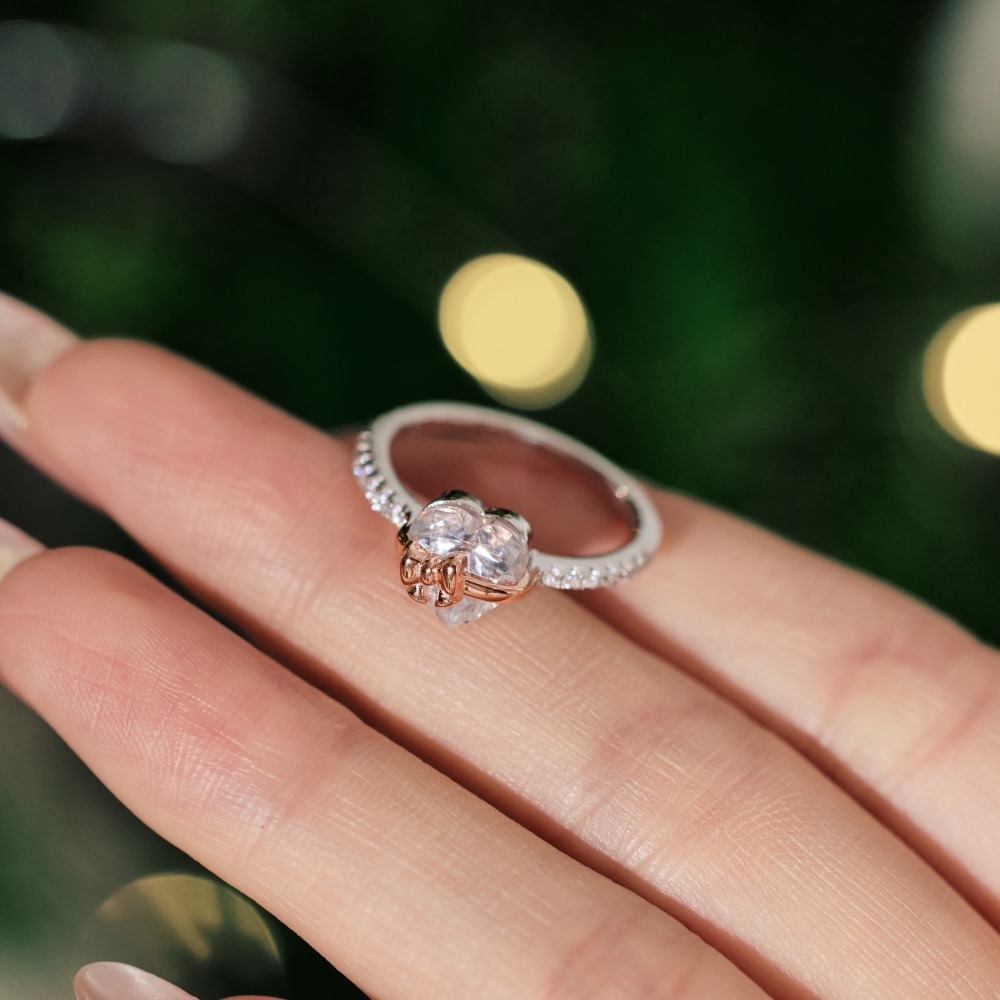 Heart Bow Ring Sterling Silver Ring Zircon Ring Gift For Her