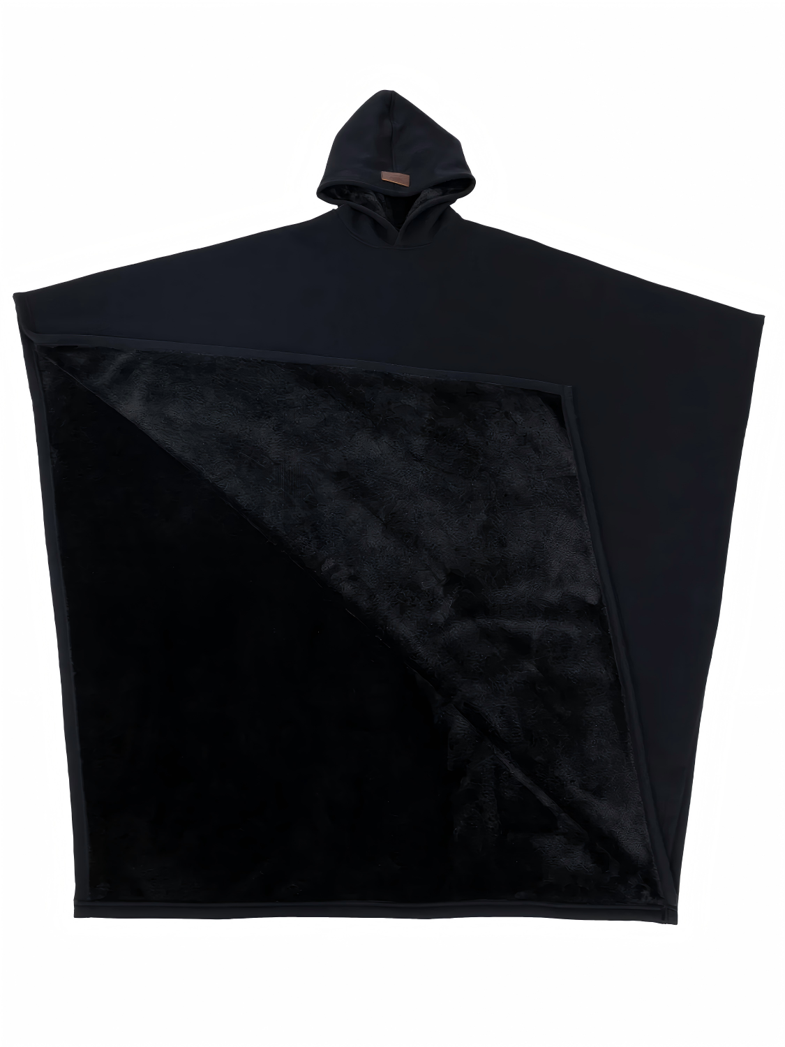 Autumn/Winter Fleece-Lined Cape/Poncho, Thickened, Loose-Fitting, with Hood