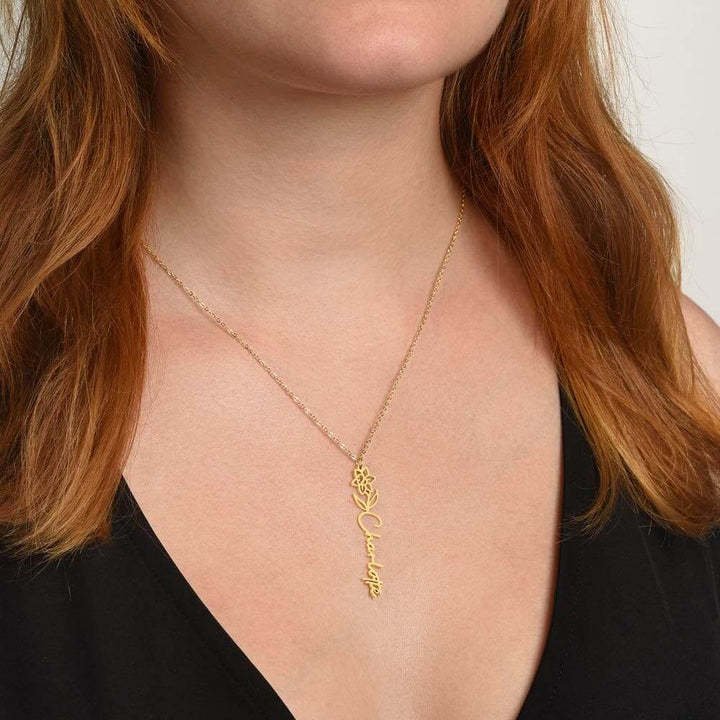 No Rain - No Flowers - Never Forget That I Love You | Birth Flower Name Necklace