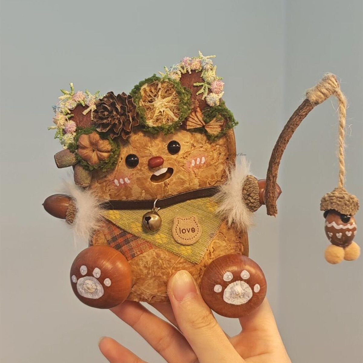 Lucky Bean Pod Doll DIY Kit – Handmade Keychain Craft, Cute Plant Pod Bag Charm, Unique Gift for Girlfriend