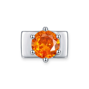Orange Round Diamond Charm - Silver