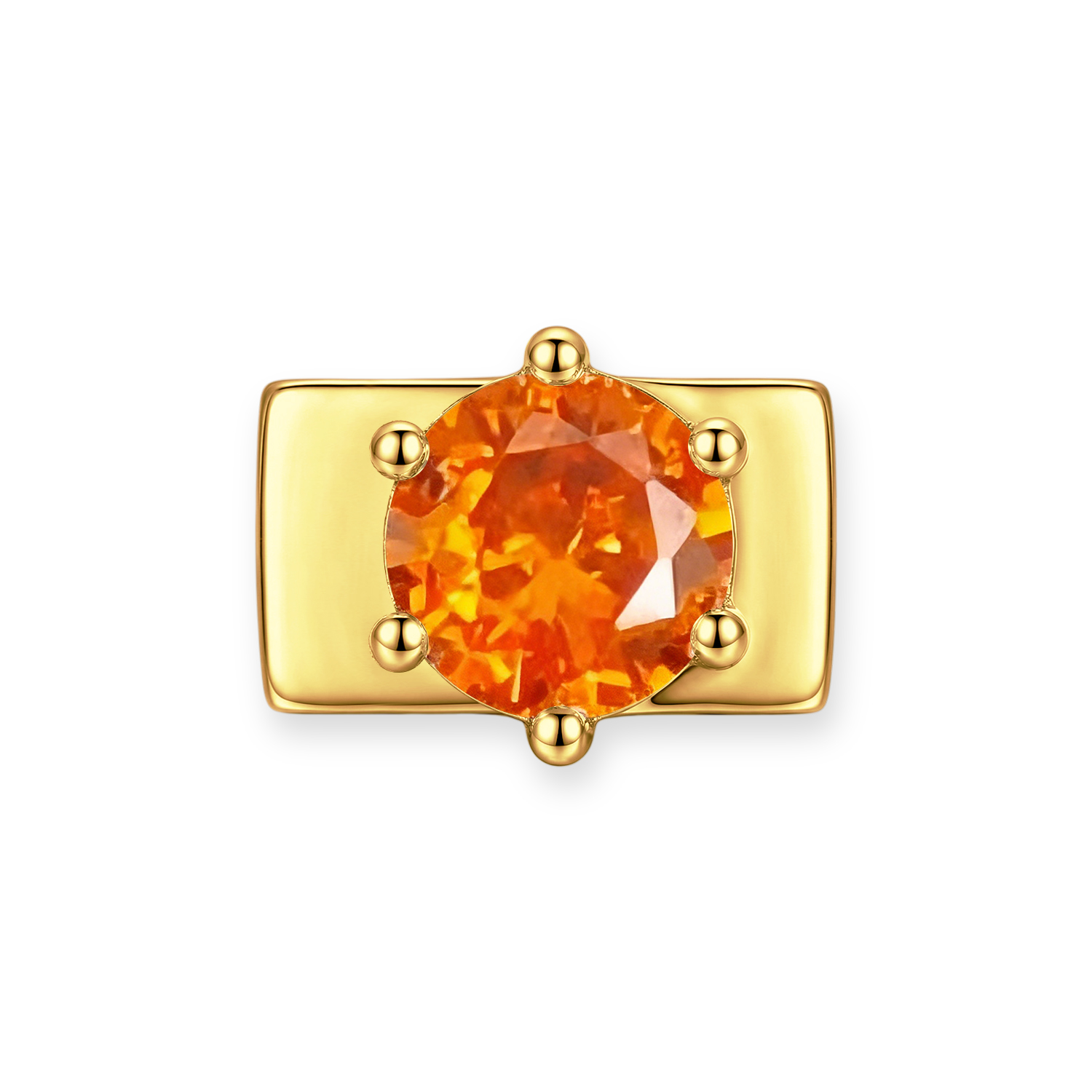 Orange Round Diamond Charm - Gold