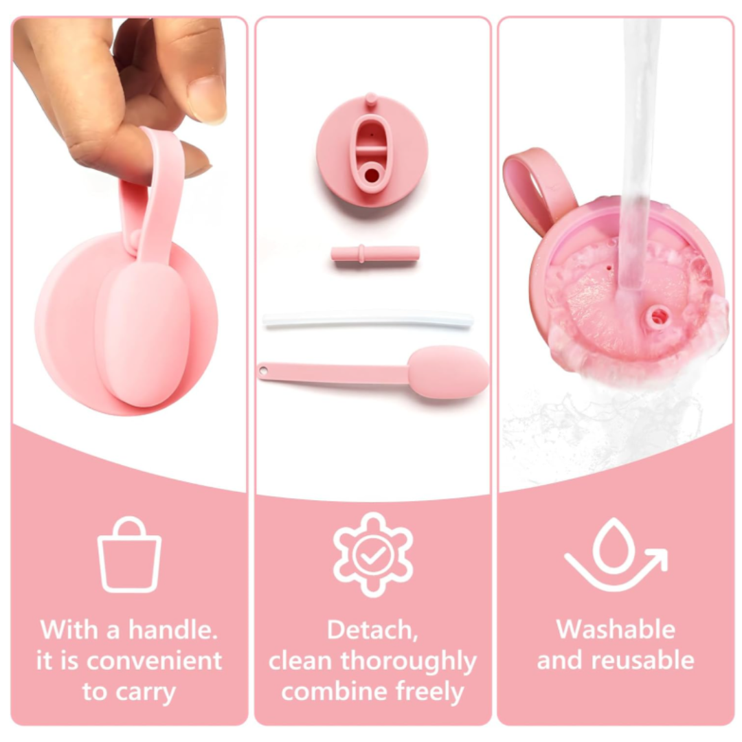Leakproof Can Lid with Straw Silicone Soda Cup Cover Reusable Drink Protector for Travel for Parties
