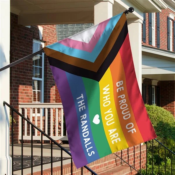 Love Yourself Personalized Rainbow House Flag, Custom Text Garden Decor, Decorative Banner
