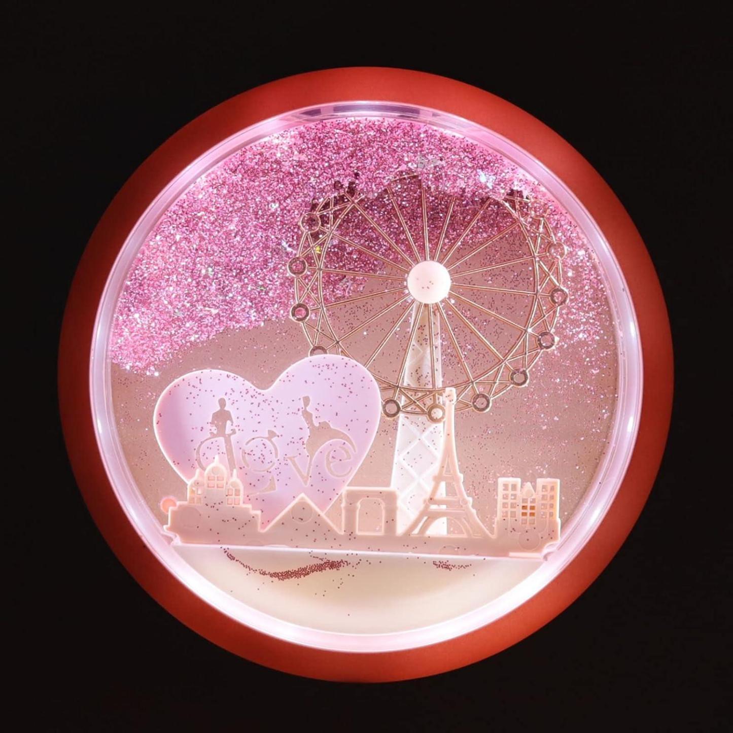 Necklace Pendant Box Jewelry Box Gift Boxes Single Neckline Box Pendant Wheel Round Jewelry Gift Case LED Light Clamshell Small for Proposal White & Pink