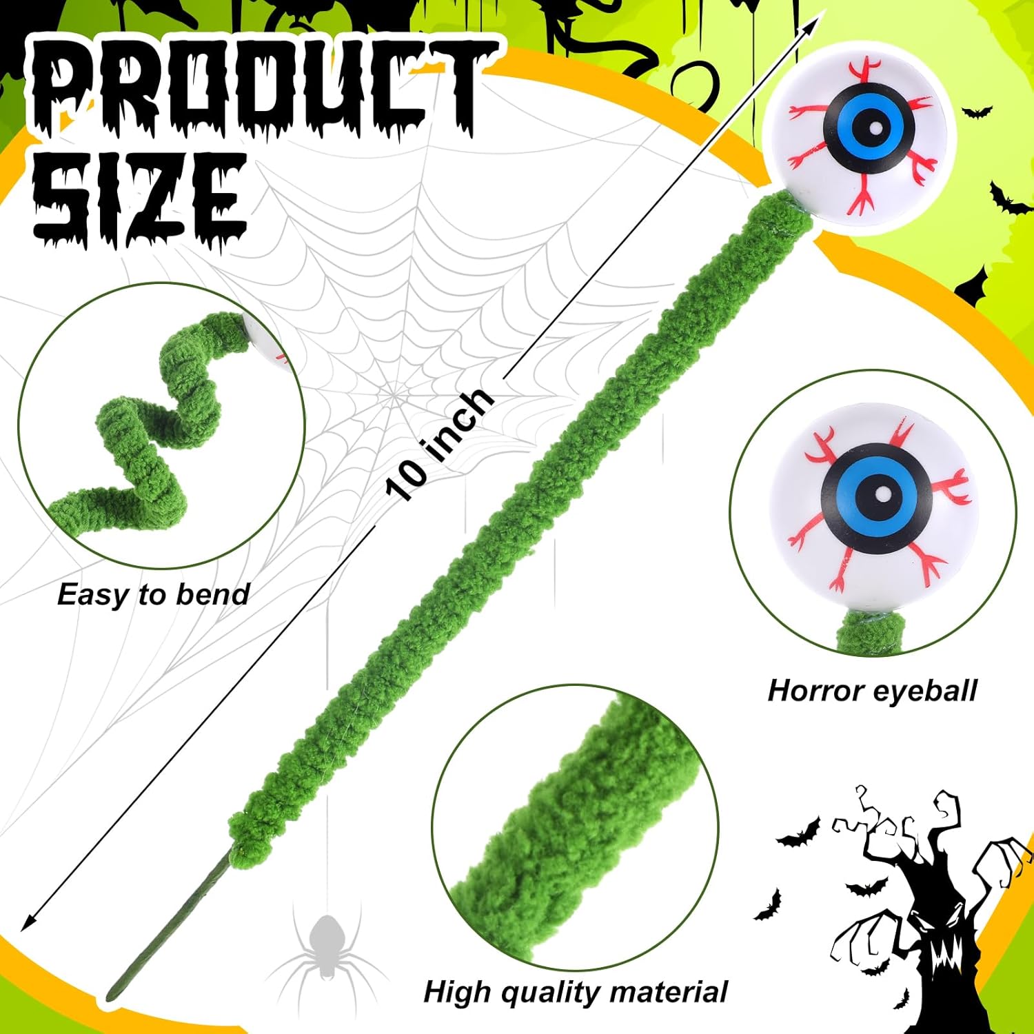 Halloween Eyeball Picks Halloween Floral Picks Branch Green Decoration Stems Props Decor for Home Office Party Indoor Gifts