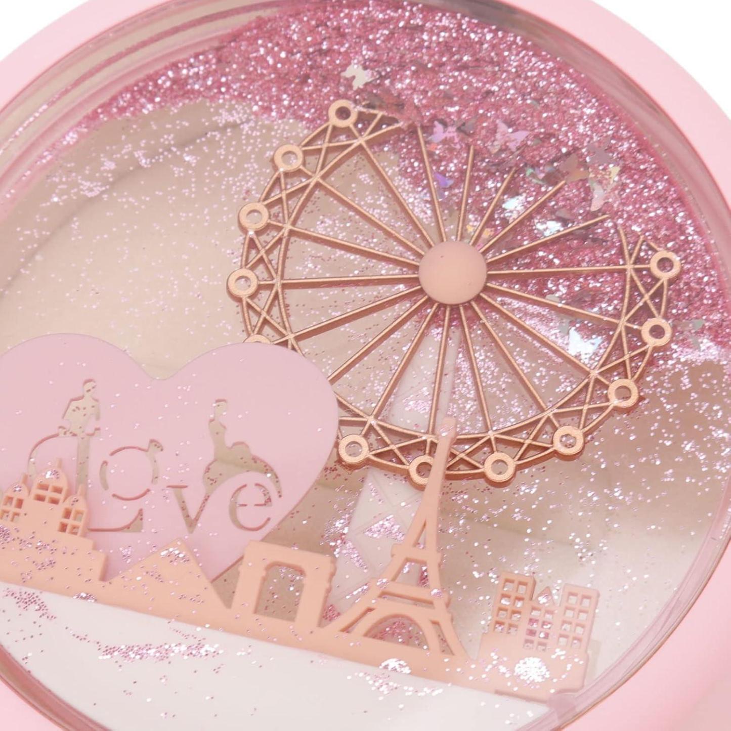 Necklace Pendant Box Jewelry Box Gift Boxes Single Neckline Box Pendant Wheel Round Jewelry Gift Case LED Light Clamshell Small for Proposal White & Pink