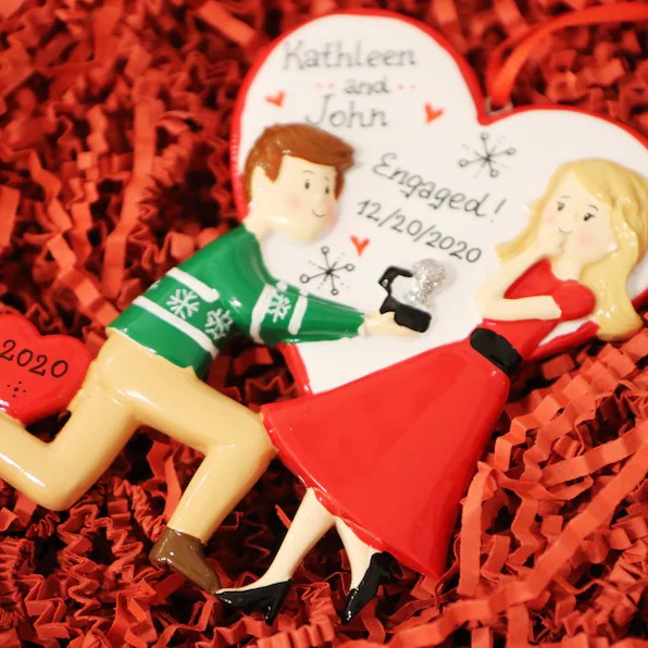 Engagement Couple Personalized Christmas Ornament, Christmas gift, Engagement Gift, Proposal Ornament, Engaged Ornament.