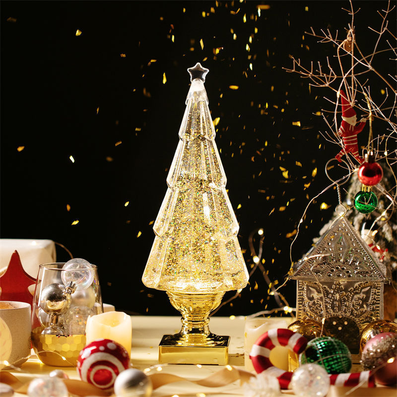 Glitter Christmas Tree Ornaments Desk Decorations Glowing Swirl Christmas Gift Idea