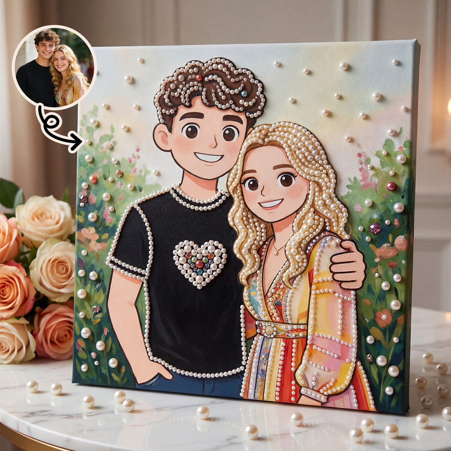 Custom Photo DIY Pearl Painting Kit with Beginner-Friendly Craft Set and Frame Personalized Beads Art Romantic Gift for Couples for Girlfriend or Wife