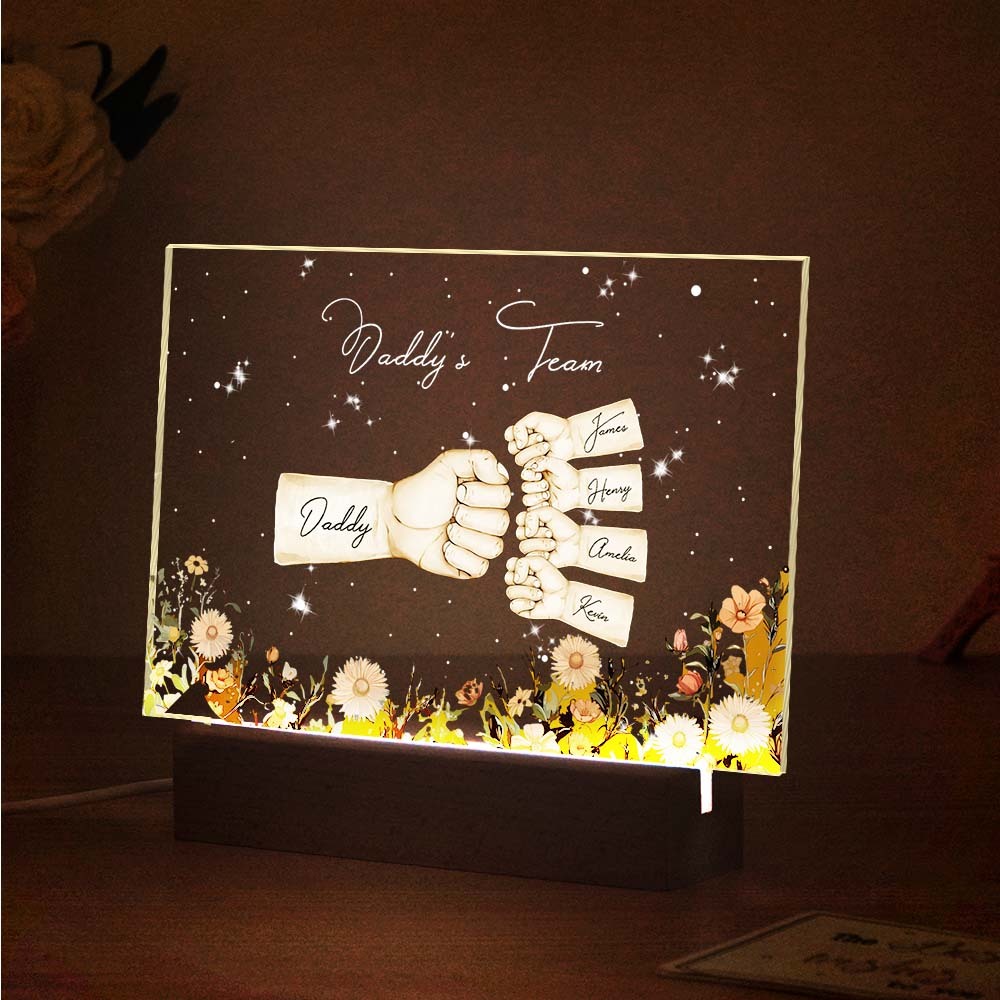Personalized Name Fists Custom Name Night Light Best Gifts for Dad Father's Day