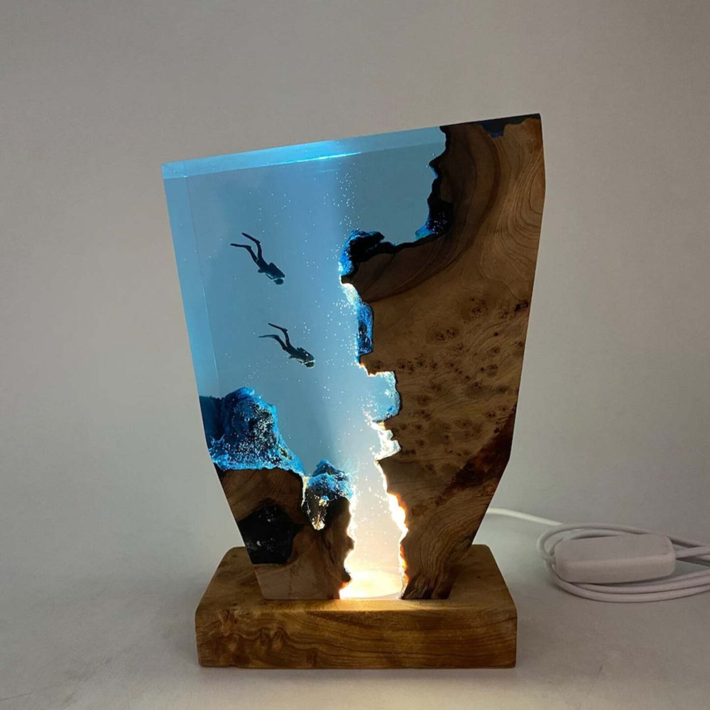 Art Resin Lamp Night Light Scuba Couple Diver Home Decor Gift Unique Christmas Gift Birthday Gift Ideas - soufeelus