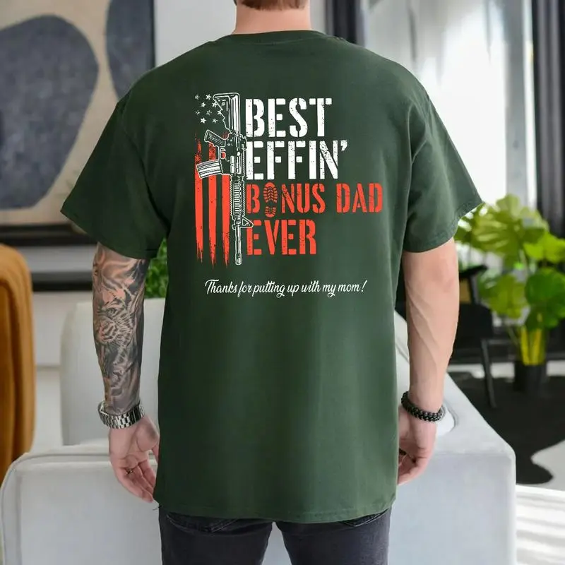 American Flag Bonus Dad Men's Tee - Tactical Style Father's Day Graphic Shirt