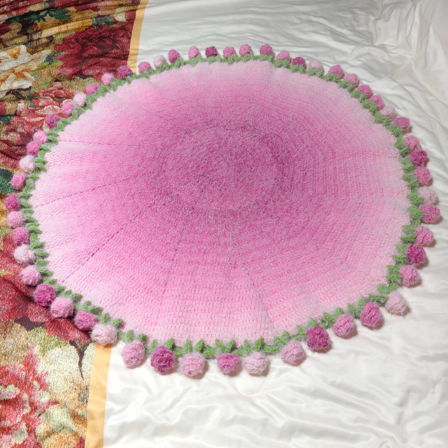Knitted Gradient Bouquet Blanket DIY Material Kit Rose Bouquet Blanket With Yarn and Knitting Tools