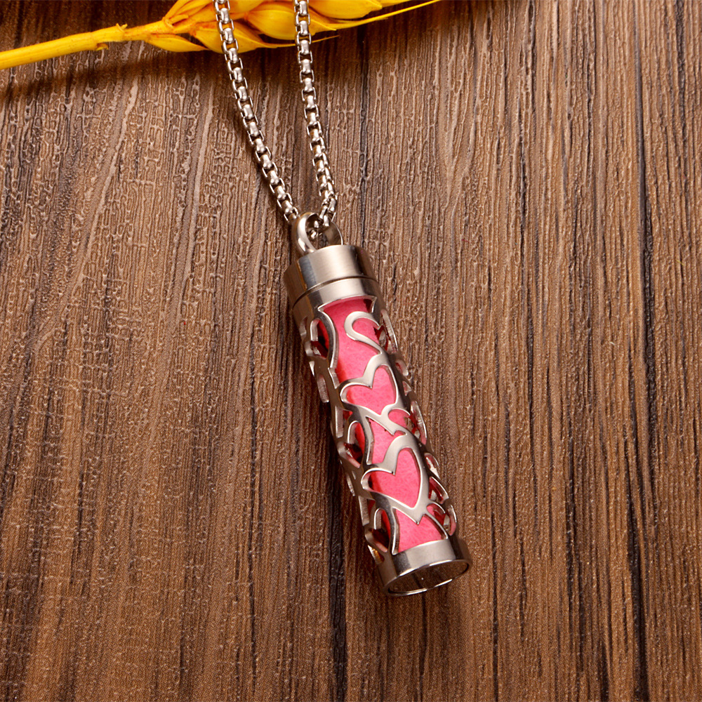 Perfume Diffuser Necklace Essential Oil Aromatherapy Stainless Steel Necklace Vertical Fragrance Pendant Necklace