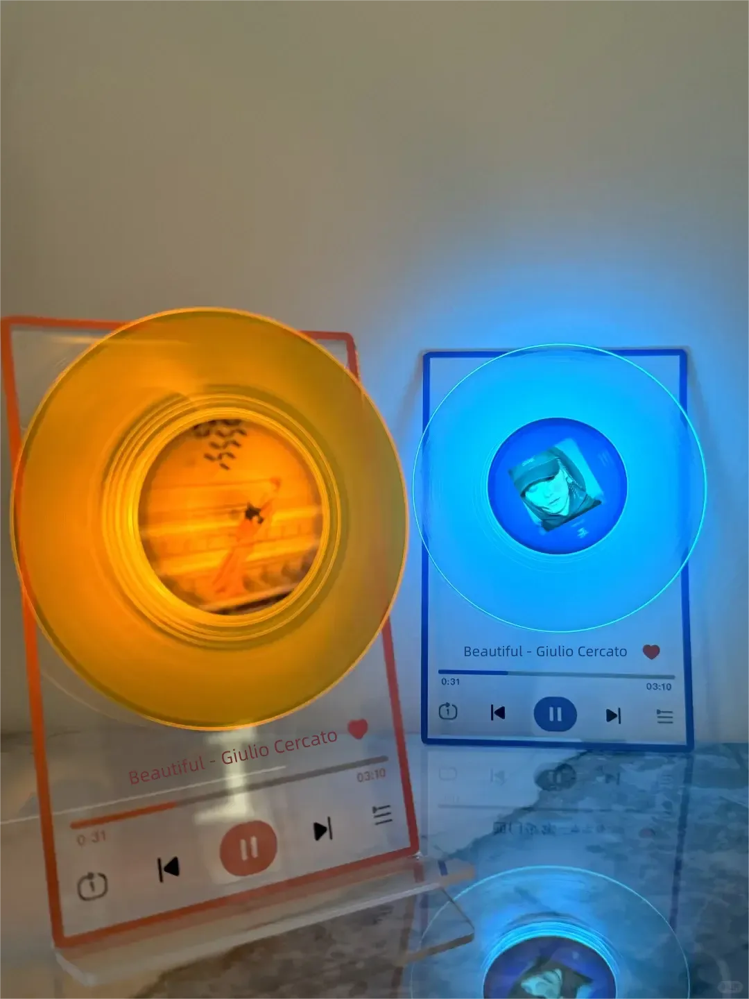 Custom Song Title Luminous Fridge Magnet Custom Photo Acrylic Rotating Fridge Magnet Night Light Fridge Magnet