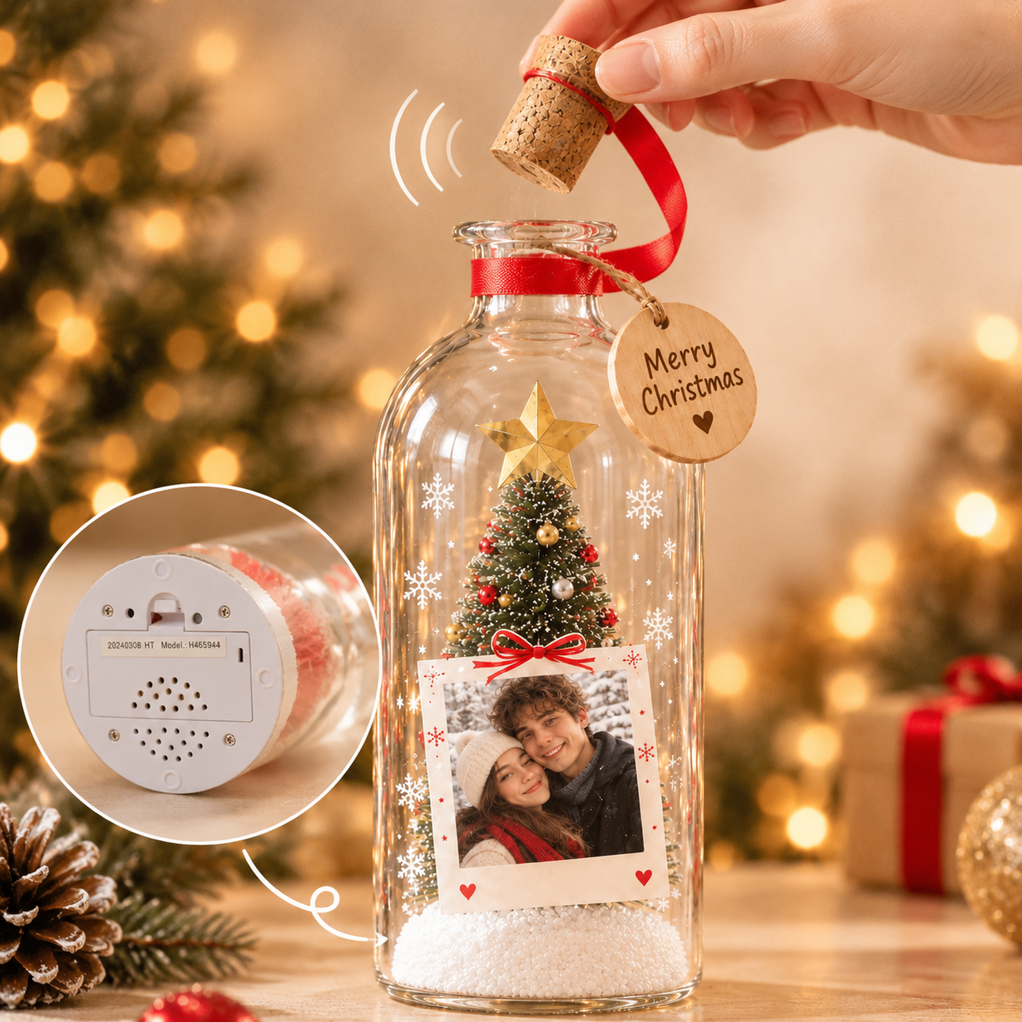 Forever Voice Recordable Christmas Tree Bottle – Personalized Photo & Message Keepsake