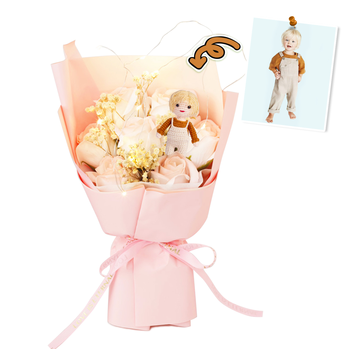 Custom Crochet Doll Bouquet Personalized Gifts Handwoven Mini Look Alike Dolls Mother's Day Gifts