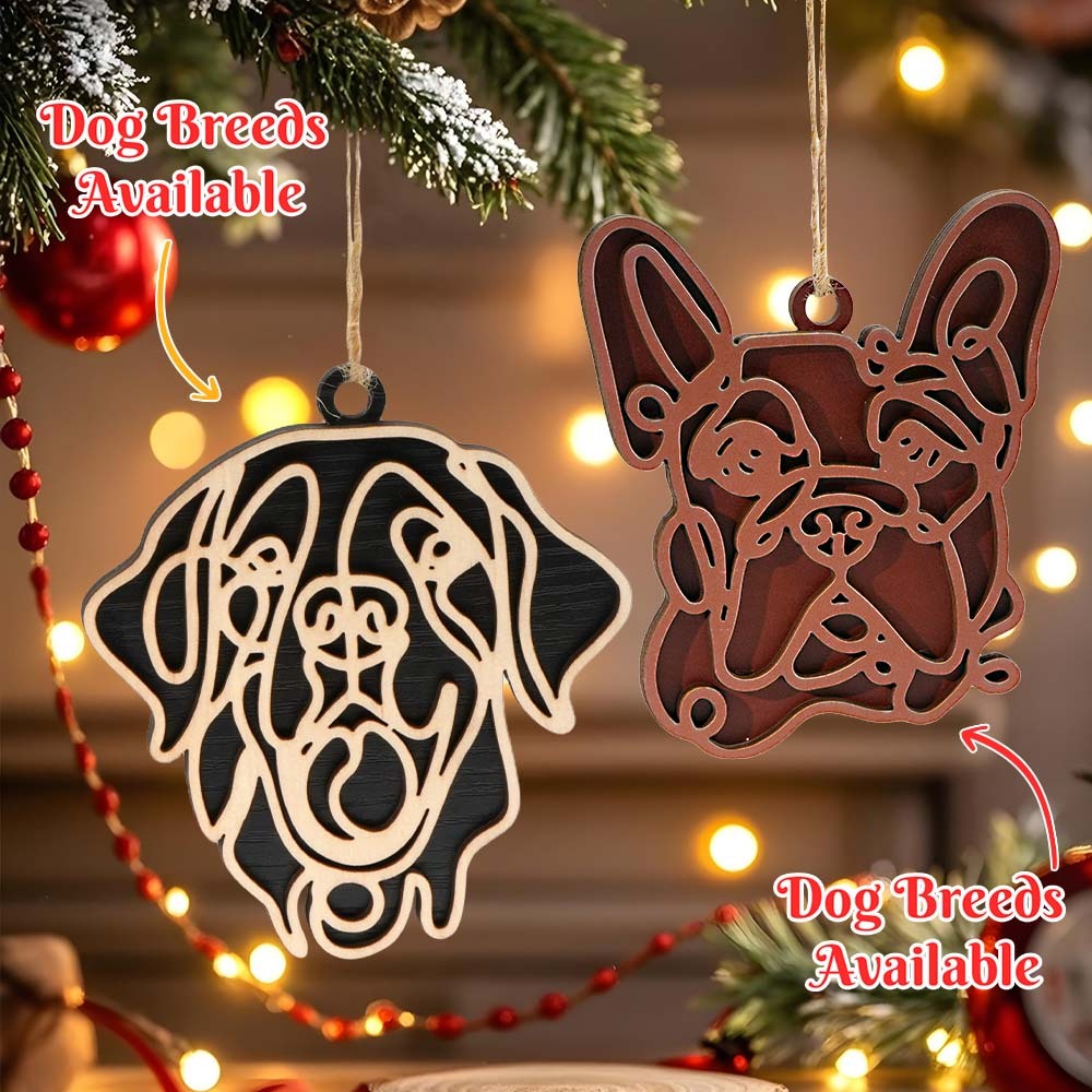 Personalized Line Art Dog Christmas Ornament Christmas Gift for Dog Lover - soufeelus