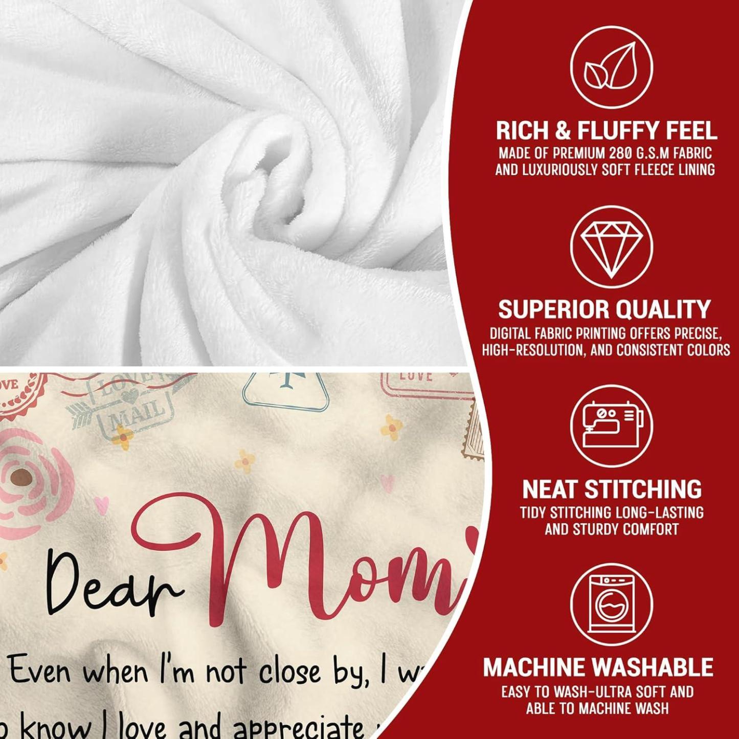 Gift for Mom from Daughter Son - Best Mom Ever Soft Fleece Throw Blanket 60x80 in - Mothers Day Birthday Gifts for Women Mama, Present for Stepmom Mother-in-Law