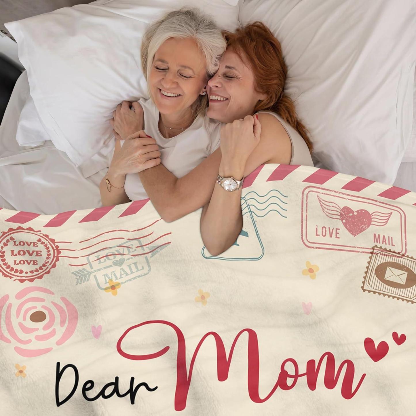 Gift for Mom from Daughter Son - Best Mom Ever Soft Fleece Throw Blanket 60x80 in - Mothers Day Birthday Gifts for Women Mama, Present for Stepmom Mother-in-Law