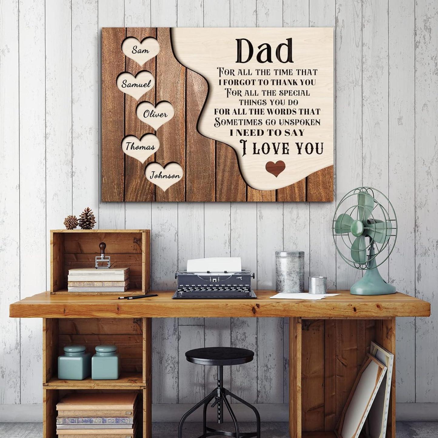 Custom Father's Day Gifts Wood Prints Unique Birthday Gifts for Fathers From Sons and Daughters Personalized Puzzle Wood Wall Art Home Decor for Fathers