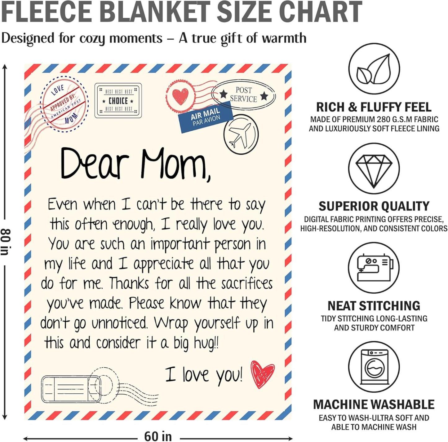 Gift for Mom from Daughter Son - Best Mom Ever Soft Fleece Throw Blanket 60x80 in - Mothers Day Birthday Gifts for Women Mama, Present for Stepmom Mother-in-Law