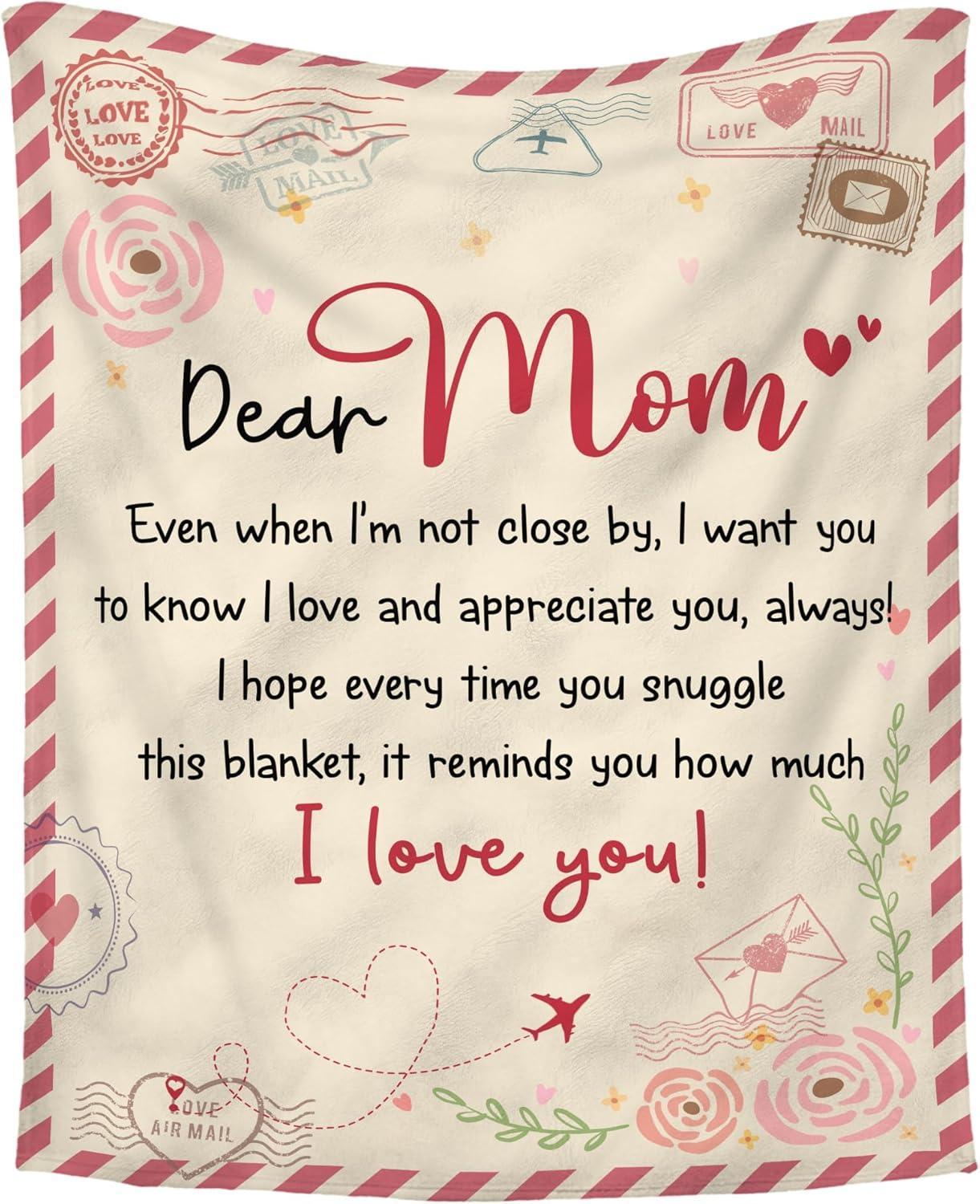 Gift for Mom from Daughter Son - Best Mom Ever Soft Fleece Throw Blanket 60x80 in - Mothers Day Birthday Gifts for Women Mama, Present for Stepmom Mother-in-Law