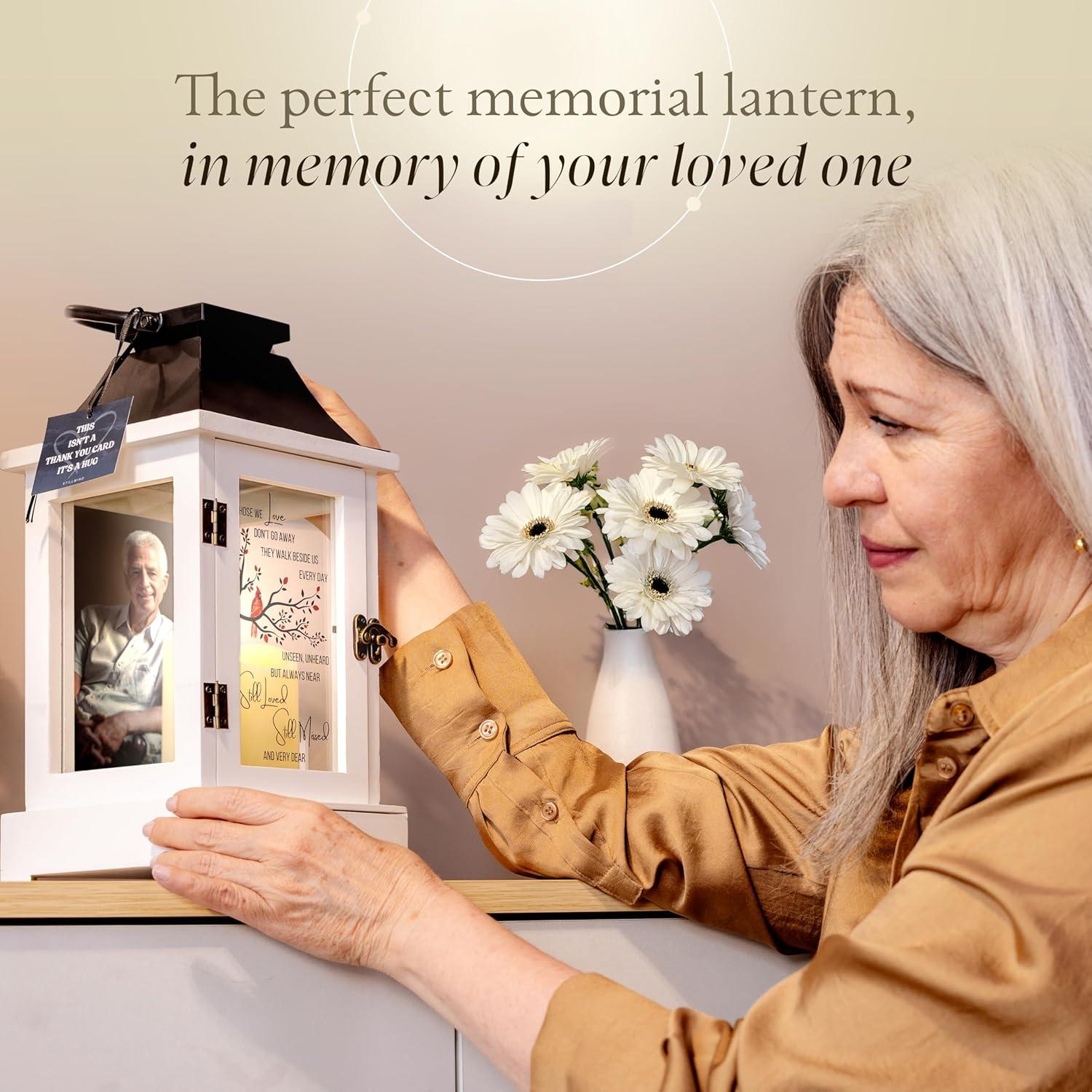 Memorial Gifts for Loss of Dad or Husband | Memorial Lantern with Photo Frame & Keepsake Drawer | LED Candle with Timer, Securely Packaged in a Ready-to-Gift Box by STILLWIND (Those We Love/Black)
