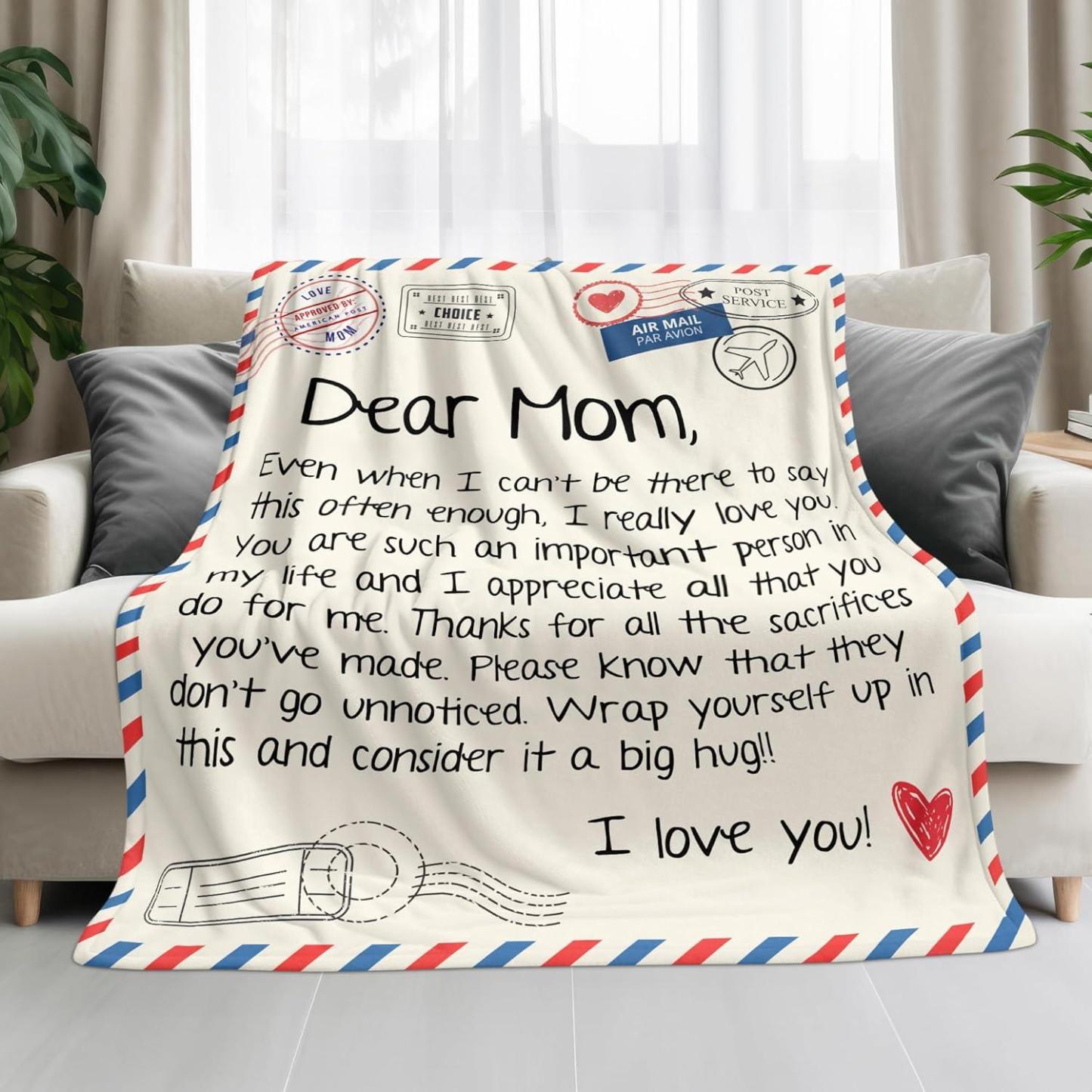 Gift for Mom from Daughter Son - Best Mom Ever Soft Fleece Throw Blanket 60x80 in - Mothers Day Birthday Gifts for Women Mama, Present for Stepmom Mother-in-Law