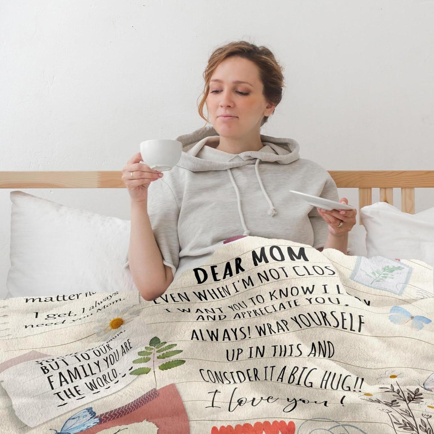 Gift for Mom from Daughter Son - Best Mom Ever Soft Fleece Throw Blanket 60x80 in - Mothers Day Birthday Gifts for Women Mama, Present for Stepmom Mother-in-Law