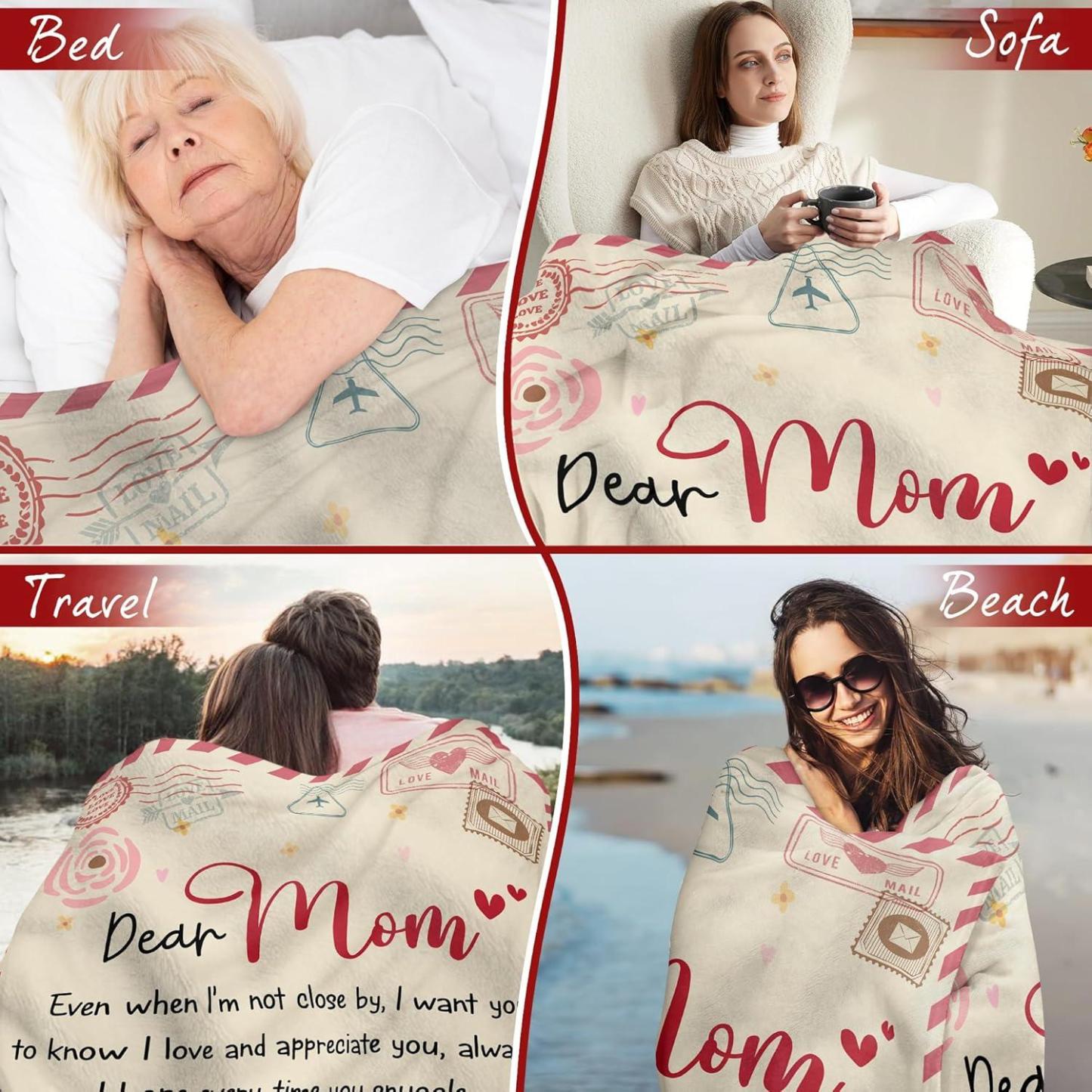 Gift for Mom from Daughter Son - Best Mom Ever Soft Fleece Throw Blanket 60x80 in - Mothers Day Birthday Gifts for Women Mama, Present for Stepmom Mother-in-Law