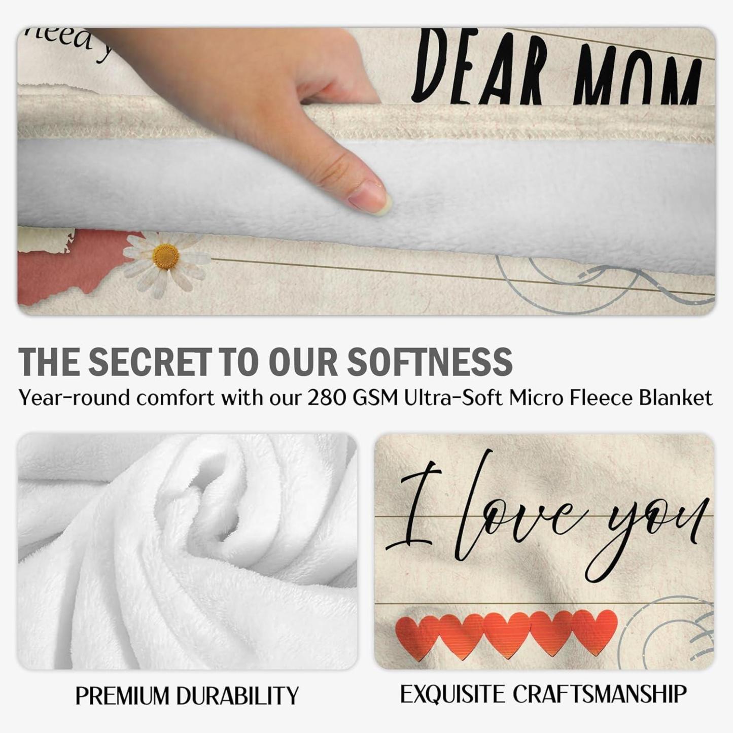 Gift for Mom from Daughter Son - Best Mom Ever Soft Fleece Throw Blanket 60x80 in - Mothers Day Birthday Gifts for Women Mama, Present for Stepmom Mother-in-Law