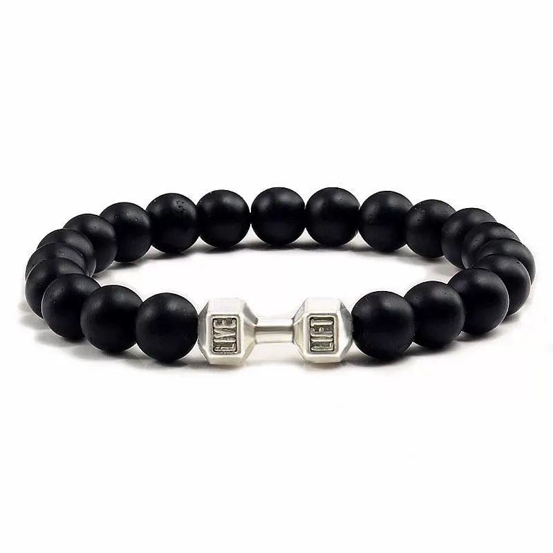 Metal Dumbbell Beads Bracelet Fitness Jewelry for Weightlifting Enthusiasts Sporty Accessory