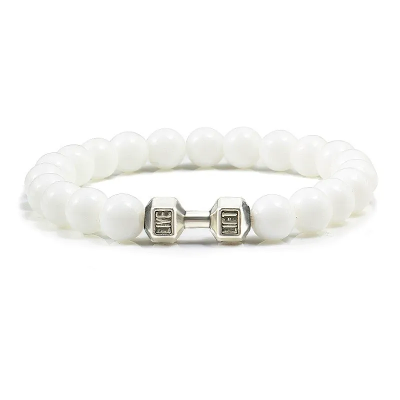 Metal Dumbbell Beads Bracelet Fitness Jewelry for Weightlifting Enthusiasts Sporty Accessory