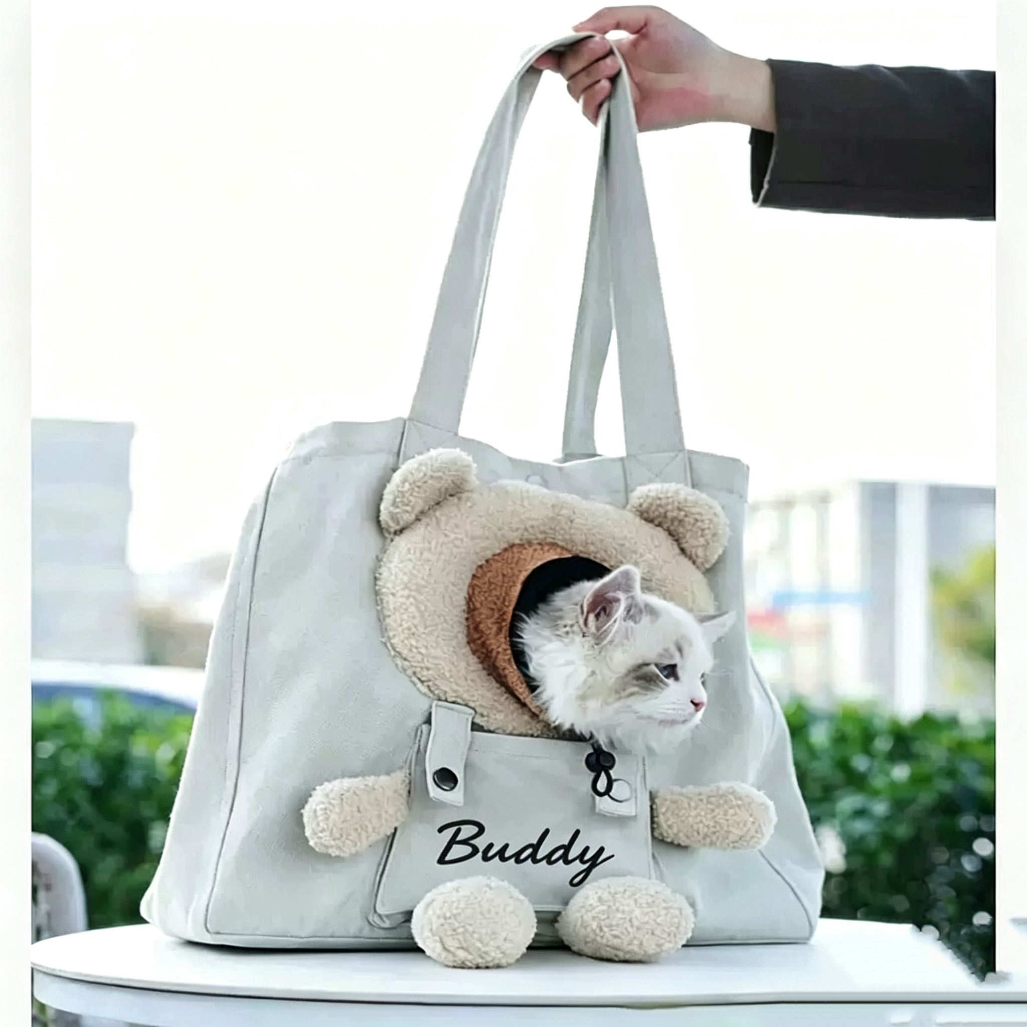 Custom Pet Carrier Sling Bag – Breathable Canvas Crossbody Shoulder Bag for Small Dogs, Cats & Puppies with Safety Strap
