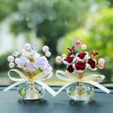Crystal Rose Flower Ornament Car Decoration Mini Potted Plant Gift for Her