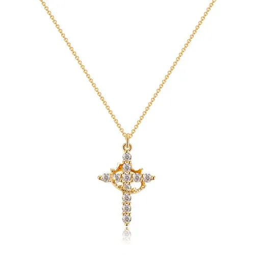 Crown and Cross Necklace for Her that is elegant meaningful and made to shine