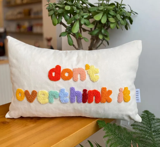 Positive Energy Punch Needle Emroidery Pillow Case, Colorful Pillow Case, Home Decor, Colorful Home Decor, Punch Needle Throw Pillow