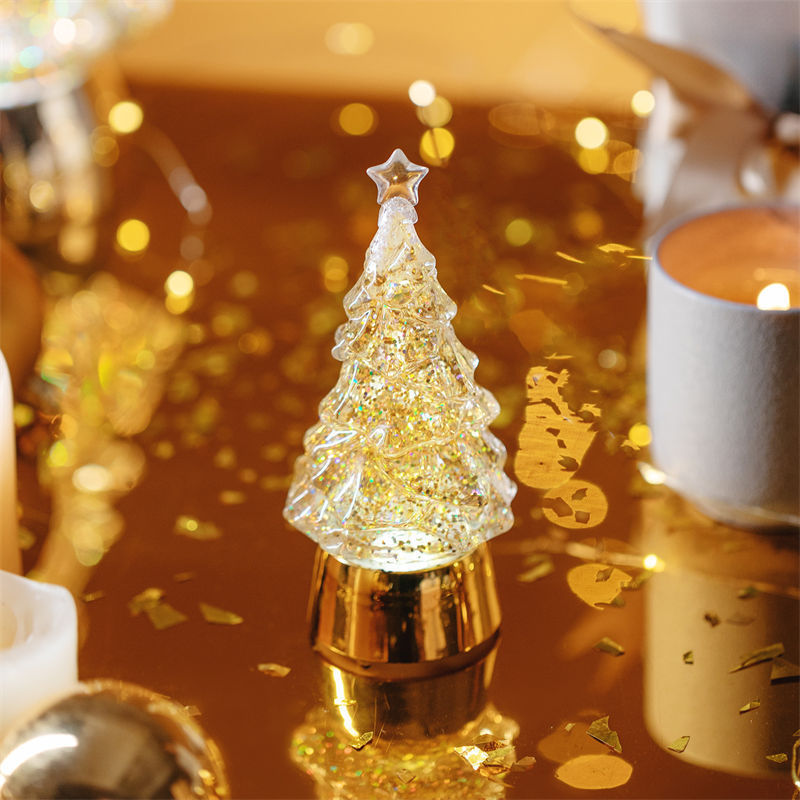 Glitter Christmas Tree Ornaments Desk Decorations Glowing Swirl Christmas Gift Idea