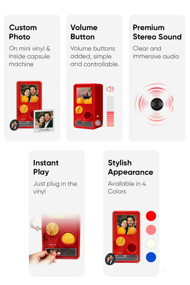 Personalized Music and Photo Music Gachapon Machine Custom Song Mini Record Box Retro Gifts for Her Christmas Gifts detail image 3