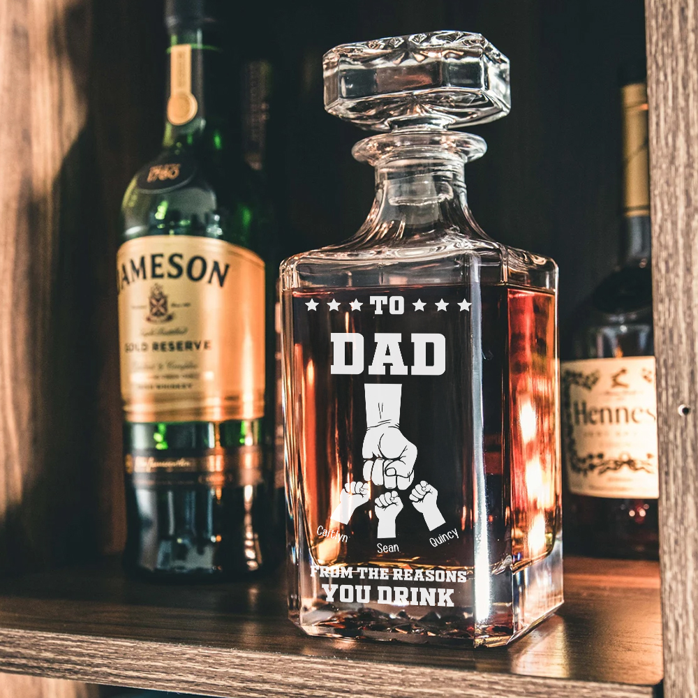 Whiskey Bottle Gift for Dad - For the Reasons You Drink - Personalized Whiskey Bottle