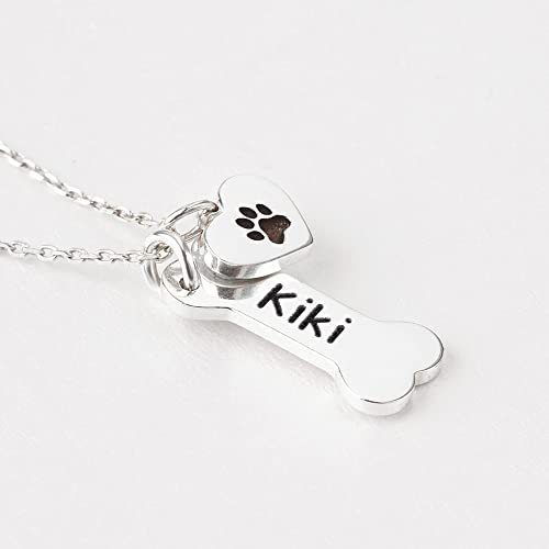 Customized Name Necklace Dog Mom Necklace Dog Lover Gift Dog Bone Necklace Paw Print Necklace