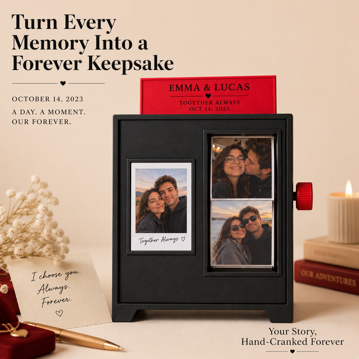 Personalized Love Memory Box – Custom Photo Flipbook Keepsake detail