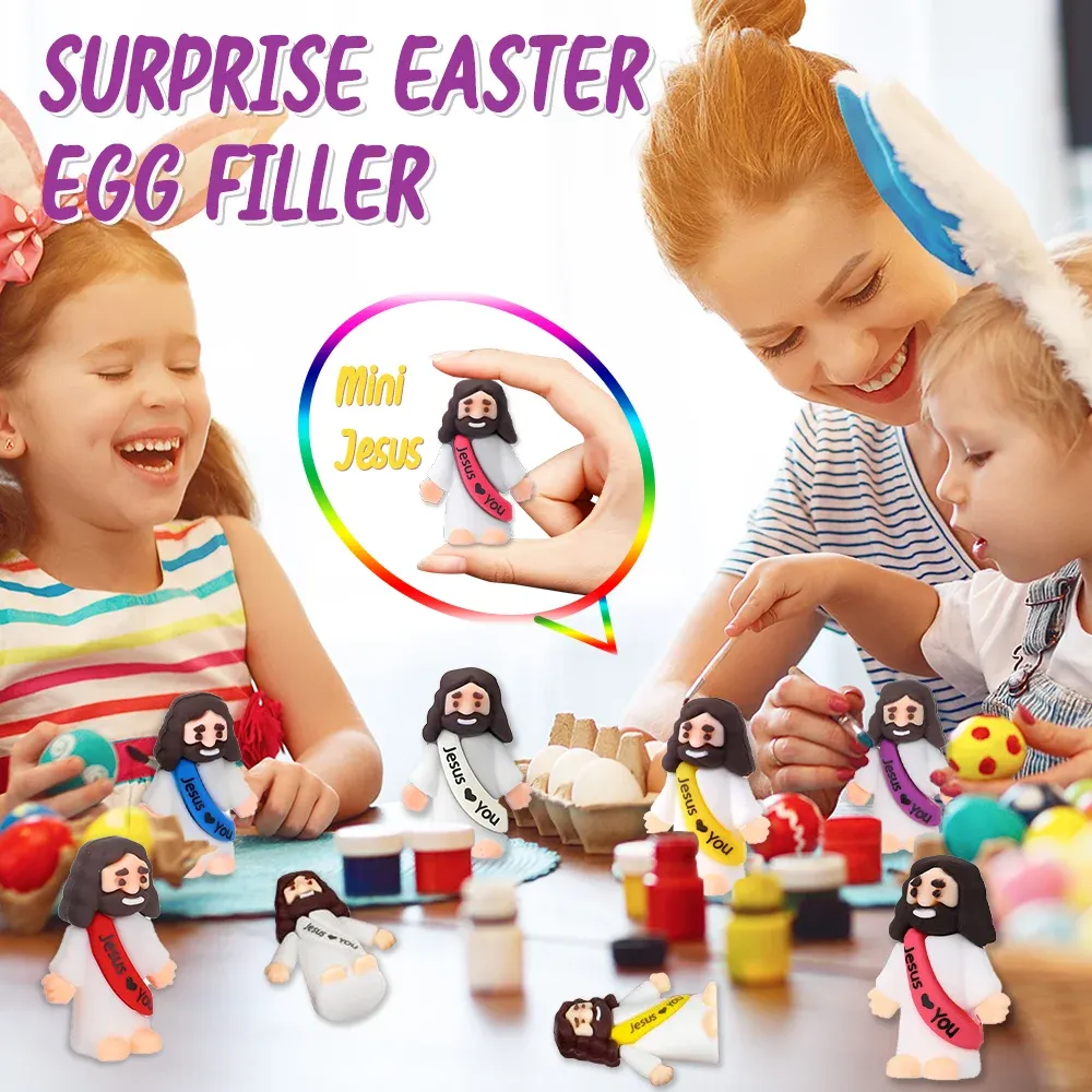 30 Pcs Little Jesus Figures Original Design Jesus Love You Mini Rubber Jesus Toys to Hide and Seek Religious Party Favors Sunday School Baptism Gifts Stuffers(Multicolor)