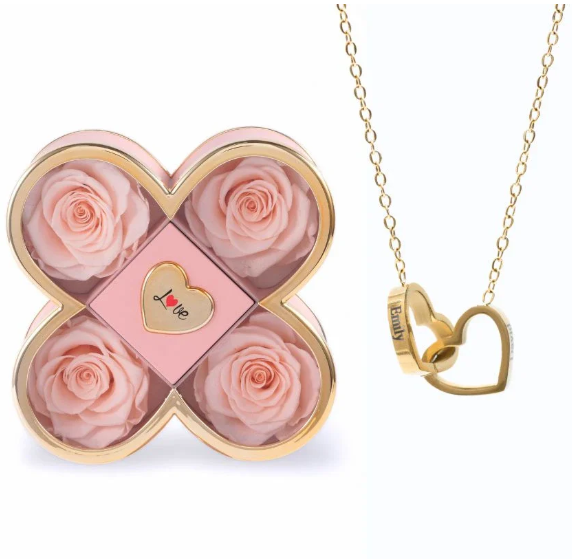 Custom Name Necklace in Rose Gift Box Romantic Gift for Lover